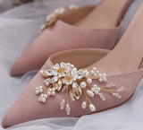 Cifeeo lot Removable Bride High Heel Clip Rhinestone Wedding Shoes Buckle Women Decoration Pearls Floral Bead Shoe Clips