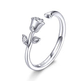 Cifeeo Authentic Alloy Plant Series Flower Butterfly Rings Adjustable Size for Women Luxury Wedding Jewelry GAR021 A06