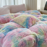 Cifeeo-Autumn and Winter Bedding Set Shaggy Coral Fleece Bedding Set, Warm Bedspread, Cozy Princess Quilted Bedskirt, Mink Velvet, Duvet Cover, Blanket, Pillowcases