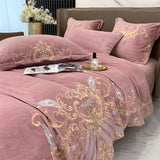 Cifeeo-Super Soft Velvet Fleece Bedding Set, Luxury Gold Embroidery, Plush Quilt Cover, Comforter Cover, Bed Sheet, Pillowcases