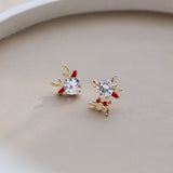 Cifeeo-Christmas gifts Crystal Christmas Elk Stud Earrings for Women Deer Elk Animal Pearl Zircon Earring Girl Christmas New Year Party Jewelry Gifts