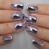 Mirror Silver False Nails STILETTO Point Metallic Acrylic Nail Tips 24pcs/kit Easy for Daily wear