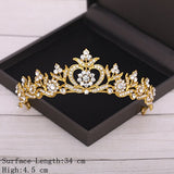 Cifeeo Bridal Crown Golden Wedding Hair Accessories Rhinestone Bride Wedding Tiaras and Crowns Headpiece Diadema Hair Ornament