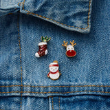 Cifeeo-Christmas gifts 3pcs/set Christmas Gift For Women Men Brooches Enamel Pins Santa Claus Bell Elk Snowflake Xmas Tree Brooch New Year Pin