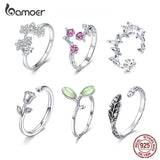 Cifeeo Authentic Alloy Plant Series Flower Butterfly Rings Adjustable Size for Women Luxury Wedding Jewelry GAR021 A06