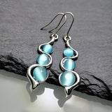 Cifeeo-Christmas gifts idea Winter outfits Christmas outfits Classic Trend Drop Earring Silver Color Inlaid with Shine Natural Stones Hook Dangle Earrings Women Engagement Wedding Jewelry