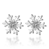 Cifeeo-Christmas gifts Crystal Zircon Snowflake Stud Earrings For Women Shiny Rhinestone Charm Earring Girls Christmas New Year Birthday Jewelry Gifts