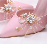 Cifeeo lot Removable Bride High Heel Clip Rhinestone Wedding Shoes Buckle Women Decoration Pearls Floral Bead Shoe Clips