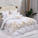 Cifeeo-Egyptian Cotton Bedding Set, Duvet Cover, Bed Sheet, Pillowcases, Luxury European Palace Style, Gold Embroidery, 4 Pcs, 7Pcs