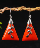 CIFEEO- Sterling Silver Cinnabar Drop Earrings