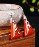 CIFEEO- Sterling Silver Cinnabar Drop Earrings