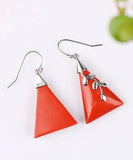 CIFEEO- Sterling Silver Cinnabar Drop Earrings