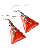 CIFEEO- Sterling Silver Cinnabar Drop Earrings