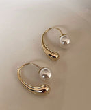 CIFEEO- Modern Gold Sterling Silver Overgild Pearl Hoop Earrings GH1050