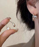 CIFEEO- Modern Gold Sterling Silver Overgild Pearl Hoop Earrings GH1050