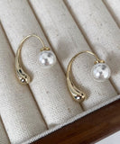 CIFEEO- Modern Gold Sterling Silver Overgild Pearl Hoop Earrings GH1050