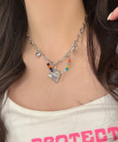 CIFEEO- Modern Silk Stainless Steel Love Beading Star Tasse Pendant Necklace GH1037