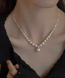 CIFEEO- Modern White Copper Overgild Pearl Zircon Pendant Necklace ZZ072