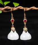 CIFEEO- Sterling Silver Jade Crystal Drop Earrings