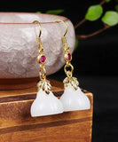 CIFEEO- Sterling Silver Jade Crystal Drop Earrings