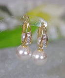 CIFEEO- Novelty Gold Copper Overgild Pearl Zircon Drop Earrings KX1038