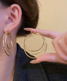 CIFEEO- Novelty Gold Metal Alloy Layered Hoop Earrings ZZ054