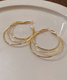 CIFEEO- Novelty Gold Metal Alloy Layered Hoop Earrings ZZ054