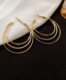 CIFEEO- Novelty Gold Metal Alloy Layered Hoop Earrings ZZ054