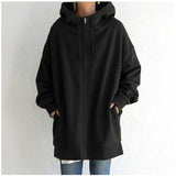 winter outfits men Autumn and Winter New Personalized Street Sweater Zipper Hooded Long Fleece-lined Sweater 