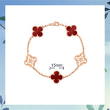 Cifeeo - Red Agate Clover Female Pork Belly White Shell Bracelets