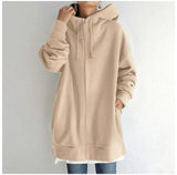 winter outfits men Autumn and Winter New Personalized Street Sweater Zipper Hooded Long Fleece-lined Sweater 