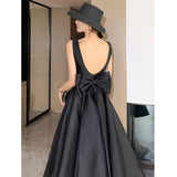 women’s outfits Christmas party outfits Evening Dress Bow Mid-Length Birthday Princess Dress