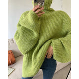 christmas outfit men Retro Lazy Style Thickened Turtleneck Sweater for Women 2024 Autumn and Winter Loose Western Style Solid Color Sweater Top Trendy 