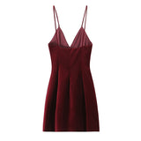 winter outfits men Women's Clothing 2024 Autumn and Winter Fashion Sexy Backless Velveteen Short Strap Dress