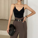 business casual outfits Chic Retro Lapel Loose Short One Button Suit Jacket + High Waist Long Wide Leg Suit Pants Suit