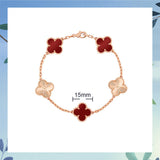 Cifeeo - Red Agate Clover Female Pork Belly White Shell Bracelets