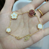 Cifeeo - Red Agate Clover Female Pork Belly White Shell Bracelets
