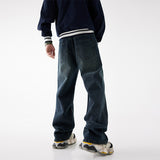 90s streetwear New Loose Straight Jeans Men's American Retro Lazy High Street Casual Wide-Leg Pants