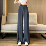 business casual outfits Suit Wide-Leg Women's Summer Thin New High Waist Draping Pants Women's Loose Slimming Casual Straight Pants Fashion Batch