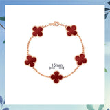Cifeeo - Red Agate Clover Female Pork Belly White Shell Bracelets