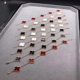 Cifeeo - Red Agate Clover Female Pork Belly White Shell Bracelets