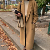 winter outfits men Double-Sided Cashmere Coat Long Loose Suit Collar over the Knee Woolen Coat High-Grade