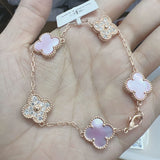 Cifeeo - Red Agate Clover Female Pork Belly White Shell Bracelets
