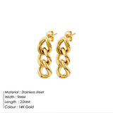 Cifeeoshop Christmas gifts idea Christmas College Party Outfit Winter outfits Cyber Monday 2024 Punk Cuban Chain Personality Fashion Women Earrings Gold Plated Stud Earrings Stainless Steel Jewelry Earrings Batch