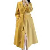 winter outfits men Popular 2024 Water Ripple Double-Sided Cashmere Coat Women's Extended Bathrobe Autumn and Winter Coat Women