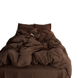 bedroom inspirations Mocha Chocolate Cotton Four-Piece Set Solid Color Mix and Match Simple Ins Style Pure Cotton Washed Cotton Bed Sheet Quilt Cover Bedding