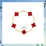 Cifeeo - Red Agate Clover Female Pork Belly White Shell Bracelets