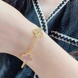 Cifeeo - Red Agate Clover Female Pork Belly White Shell Bracelets