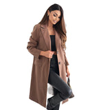 winter outfits men Autumn and Winter Simple Long Sleeve Solid Color Woolen Coat Women's Clothing