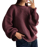 winter outfits men Women's Autumn and Winter Solid Color Sweater Fashion Pullover round Neck Long Sleeve Loose Knitted Top